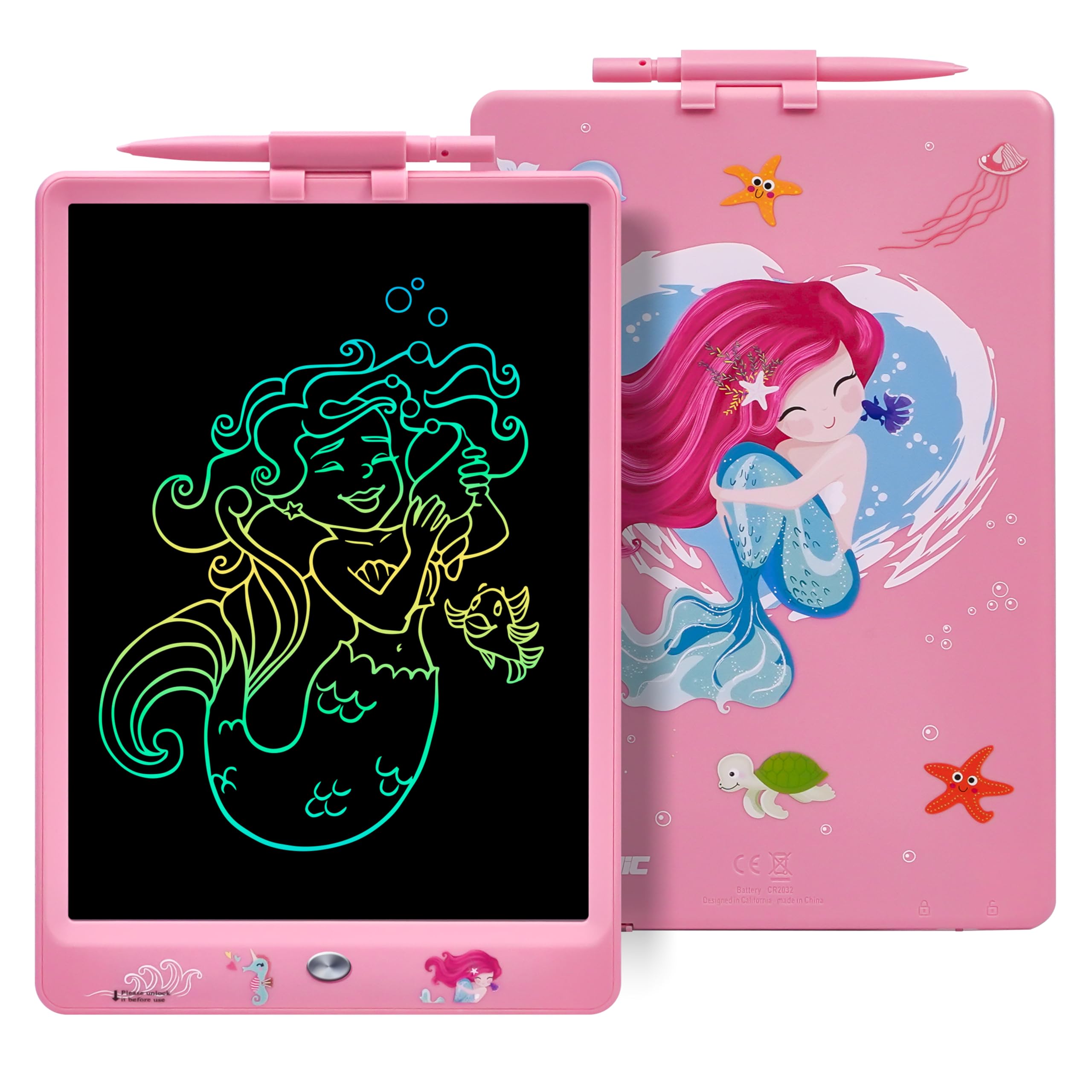 DYNA-PM Mermaid Writing Tablet Children 10 Inch, LCD Drawing Tablet Children Magnetic Whiteboard Dinosaur Toy Gift 2 3 3 4 5 6 7 8 Years.