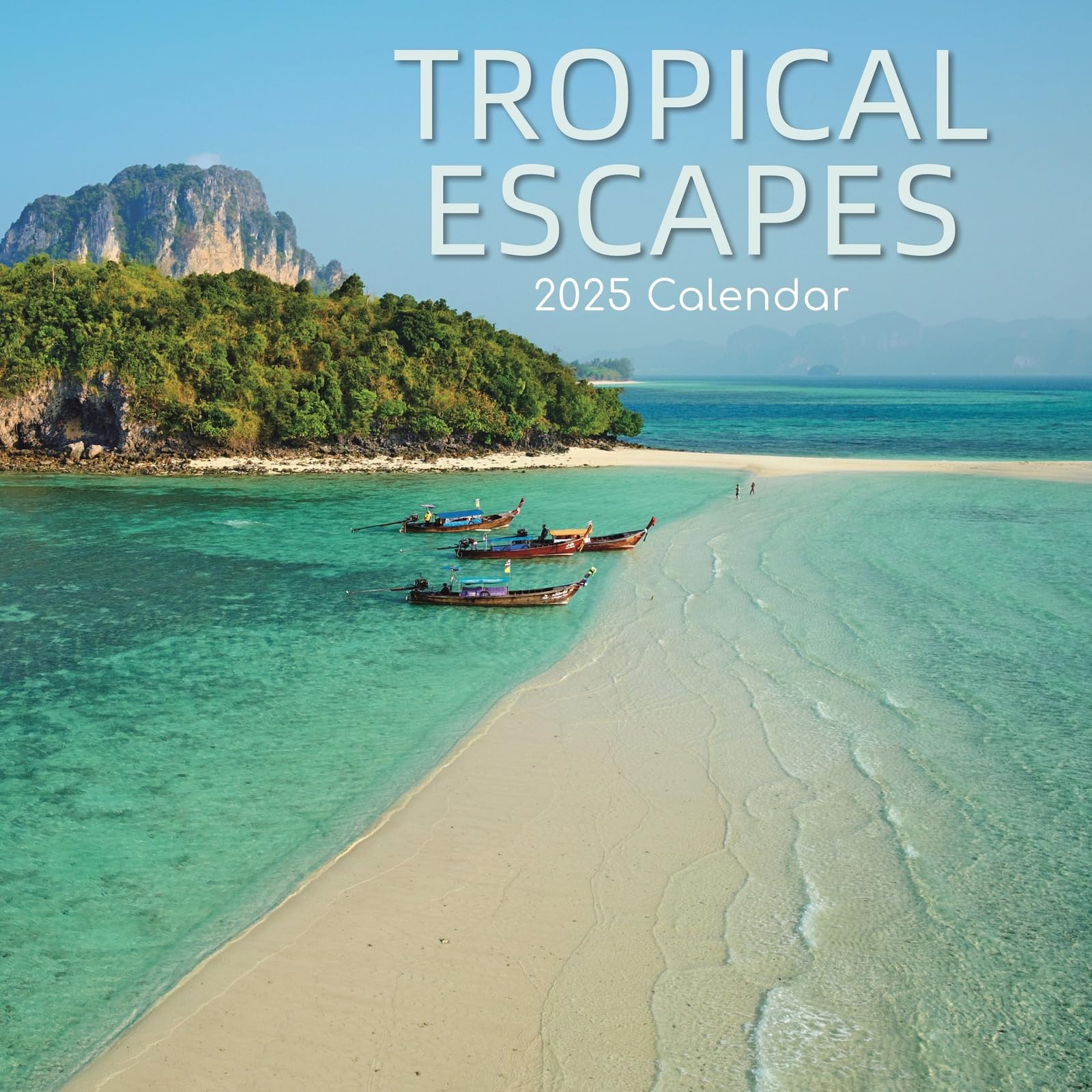 2025 Square Wall Calendar, Tropical Escapes, 16-Month Natural World Theme with 180 Reminder Stickers (30 x 30 CM)