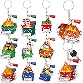Sureio 10 Pcs Dumpster Fire Keychains Bulk Christmas Dumpster Fire Acrylic Keychains with Tassel Christmas Funny Office Gifts Employee Emotional Support Appreciation Gifts for Coworkers Staff Team