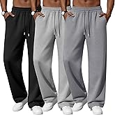 Neer 3 Pack Men's Lounge Pants Lightweight Open Bottom Baggy Sweatpants Casual Drawstring Joggers with 3 Pockets for Leisure