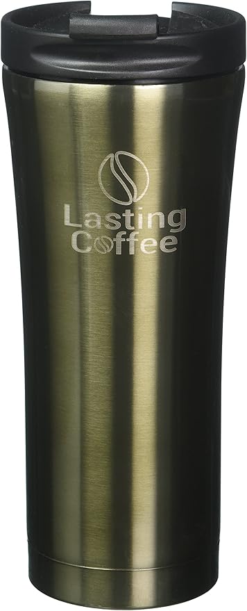 Amazon Com Lasting Coffee Leak Proof Dishwasher Safe Double Wall Vacuum Insulated Stainless Steel Travel Mug 16 Oz Metallic Black Kitchen Dining