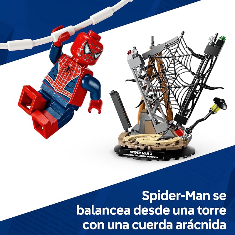| Marvel Batalla Legendaria: Spider-Man vs. Sandman - Obra y Superhéroes de Juguete - 3 Minifiguras Inc. Venom - Regalo para Niños de 9+ Años y Fans de Las Películas - 76334