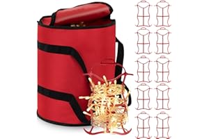 Shihanee 10 Pcs Christmas Holiday String Lights Storage Organizer and 1 Storage Bag Containers Light Cord Rope Reel Organizer Wraps(Red)