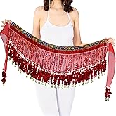 MUNAFIE Women's Belly Dance Hip Scarf Performance Outfits Skirt Festival Clothing