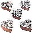 Crafty Pattern Heart and Floral Wood Block Stamps (Set of 5) Htag1164