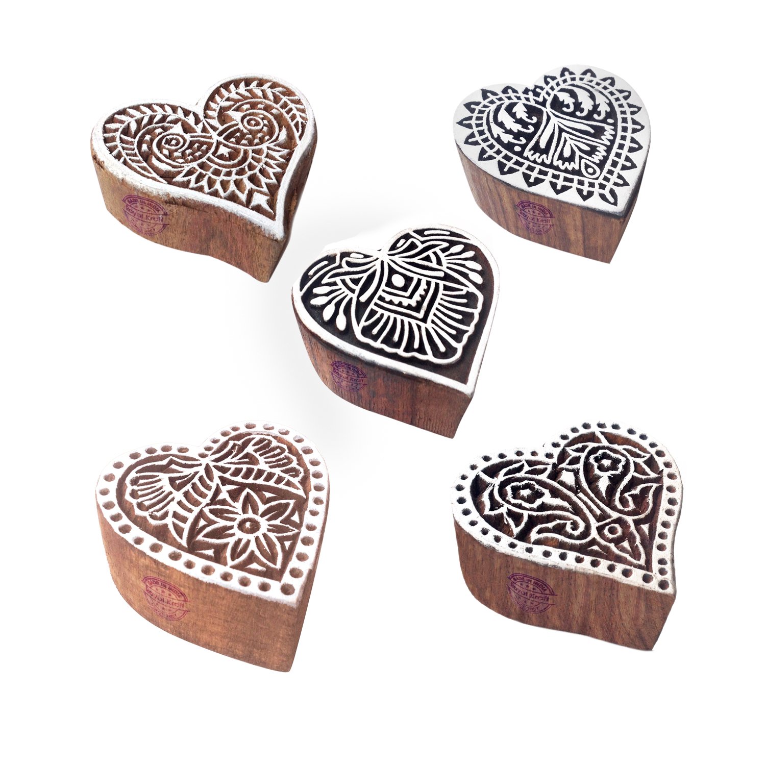 Stylish Designs Heart and Flowers Wooden Blocks Stamp (Set of 5)