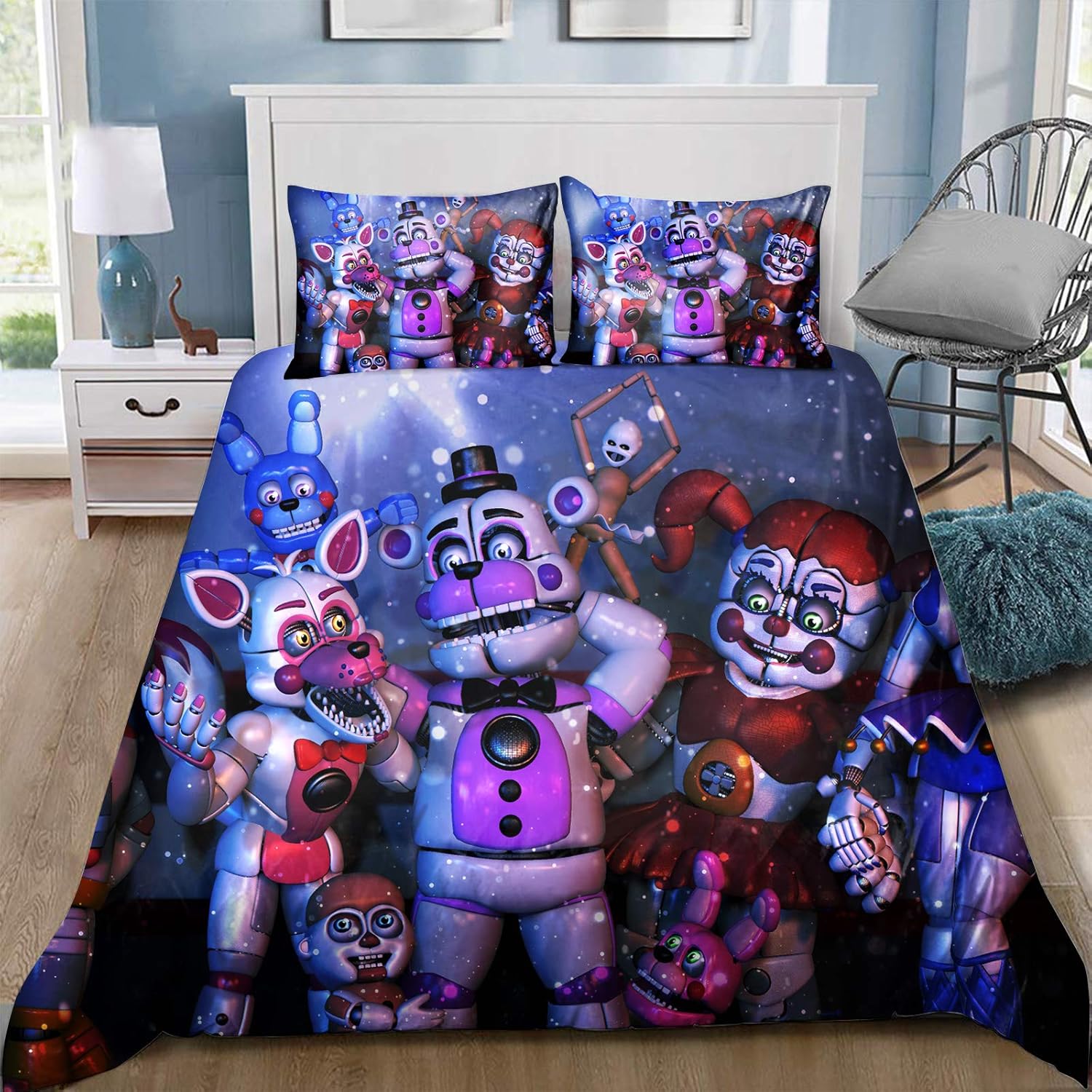 FNAF Sister Location Double Duvet Cover with 2 Pillow Case Bedding Set