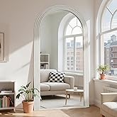 Antok Full Length Mirror 76"×41" Floor Mirror Standing Tall Mirror, Arched Stand up Large Wall Mirrors, Freestanding Full Body Mirrors for Bedroom Living Room Wood Vintage Style White