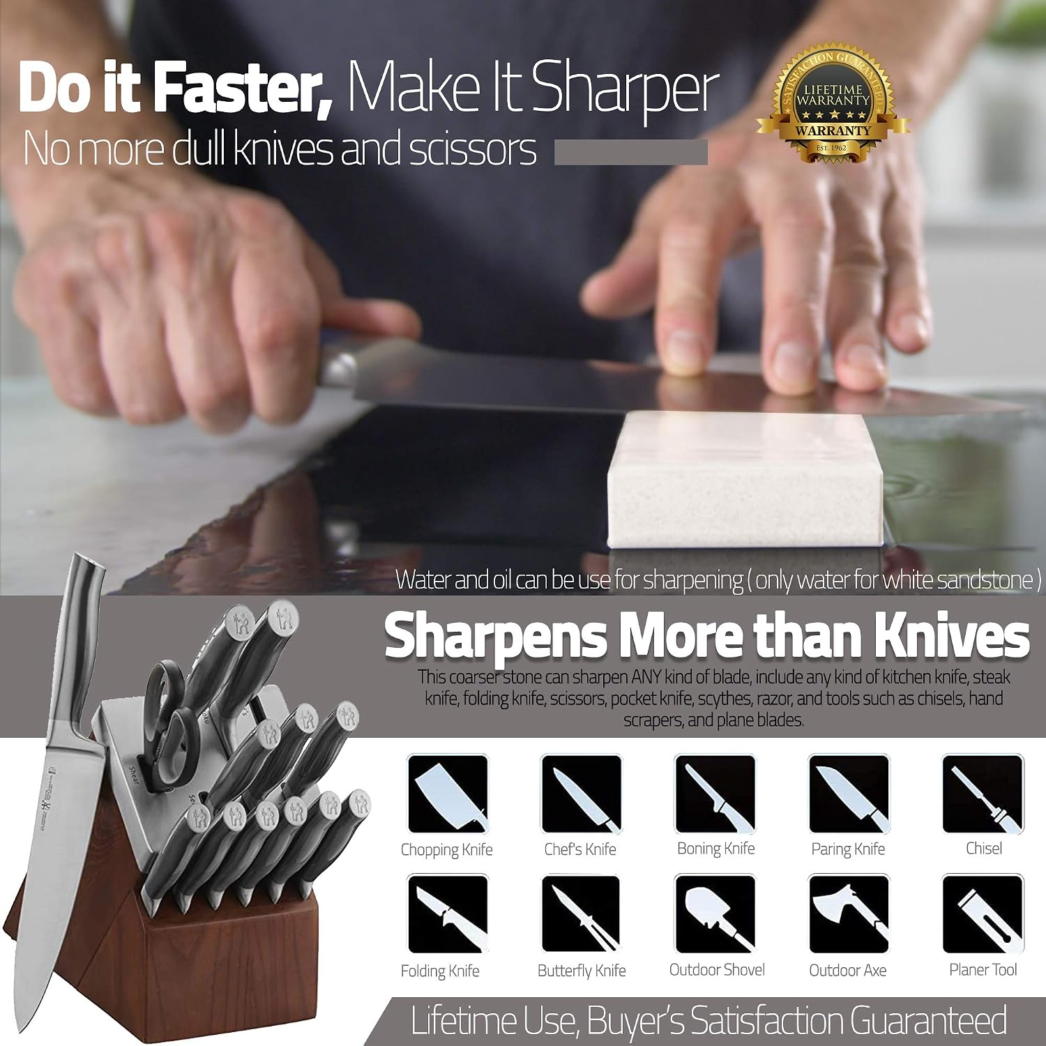 Sharpening Stone - Whetstone - Very Large Size, Knife and Tools Sharpener - Coarse Grade White Sandstone - Natural Stone - Long Lasting - Image 5