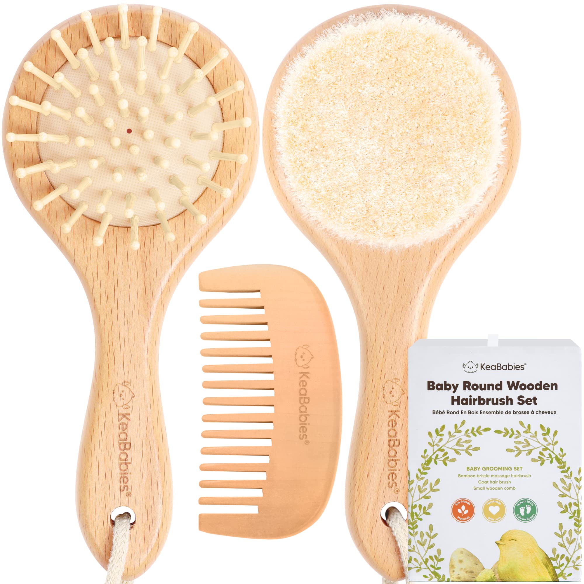 Baby Hair Brush and Comb Set for Newborn Wooden Baby Hair Brush - Main Image