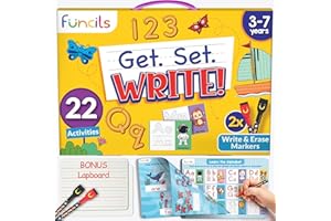 Funcils Learn to Write for Kids - Educational Toys & Games, Preschool & Kindergarten Learning Activities, Writing Practice Book, Birthday Gifts for Girls and Boys for Ages 3, 4, 5, 6 Year Old