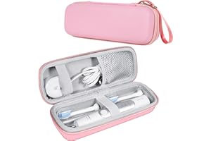 ZORETCO Toothbrush Hard Travel Case Compatible with Philips Sonicare Protectiveclean 4100,5100,6100,6500 Fits for Oral-B Pro 1000,1500,2000,3000,3500 Electric Toothbrush Travel Bag (Pink)