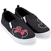Disney Ladies Mickey and Minnie Shoes - Ladies Classic Mickey and Minnie Mouse Slip On Sneakers Mickey and Minnie Mouse Canvas Slip On Sneakers