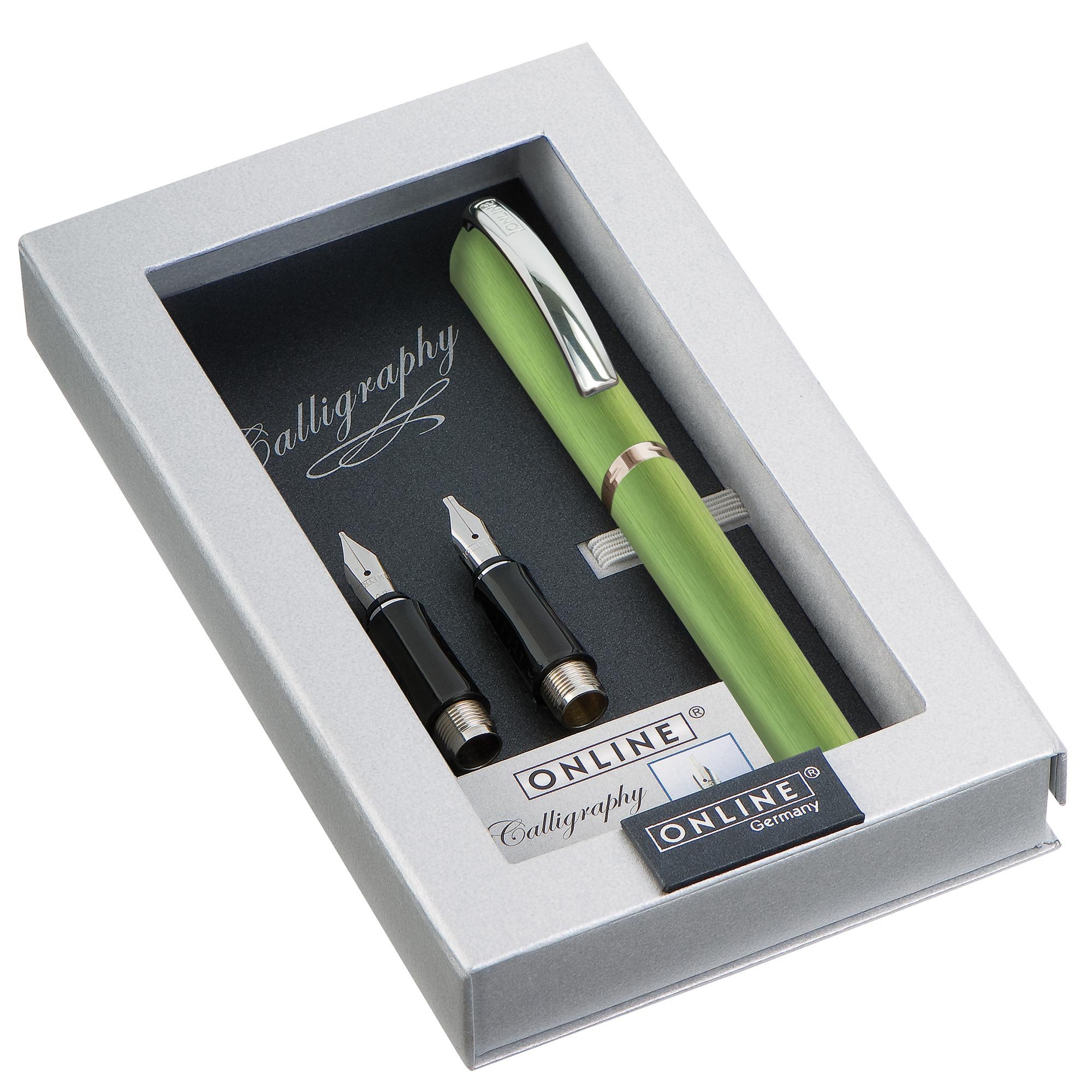 Set Best Writer calligraphy pen Vision Fresh Juicy Green, nib 1,4mm, 0,8mm, 1,8mm in Magnet Box
