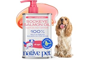 Native Pet Salmon Oil for Dogs & Cats – Pure Omega-3 Fish Oil for Dogs Supplement for Skin & Coat, Joint & Heart Health - Dog Anti-Inflammatory – 100% Wild-Caught Alaskan Sockeye Salmon – 8 oz