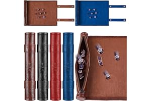 Sadnyy 4 Pcs Dice Mat Tray Rolling Mat with Zipper PU Leather Folding Scroll Bag Holder Polyhedral Dice Storage Table Christmas Game Accessories, Black Red Blue Brown