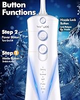 Wafloo Water Flosser 5 Modes 6 Nozzles 300ml Tank USB Rechargeable IPX7 view 3
