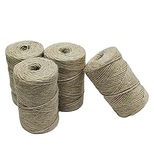 Gardzen Nature Jute Twine 4-Pack, Each Roll is 328 ft, Natural 3Ply Twisted String Rope for Toys Craft Gift DIY Gardening