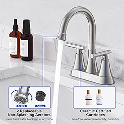 Bathroom Faucets for Sink 3 Hole, Hurran 4 inch