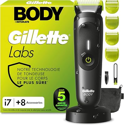 Labs Body + Intimate Tondeuse Homme i7, 8 Accessoires, Noire
