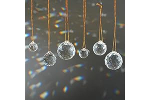 LOULIQIGIFT 2025 Pack of 13 Clear Crystal Ball Hangings for Window Chandelier Parts Christmas Hanging Prisms for Home Decor Feng Shui (20mm/30mm/40mm)
