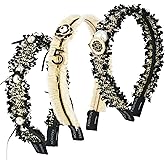 Sluxa Pearl Hairband for Women, Fashion Decorative Headband with Jeweled Designer Beads, 1 Pack