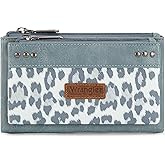 Montana West X Wrangler Woman Wallet Large Women's Wallets, Card Cases & Money Organizers Double Zipper Western Clutch Wallet and Rfid Lining
