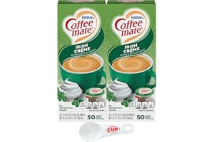 Nestle Coffee mate Liquid Coffee Creamer Singles, Irish Crème, 50 Ct Box (Pack of 2) with By The Cup Coffee Scoop
