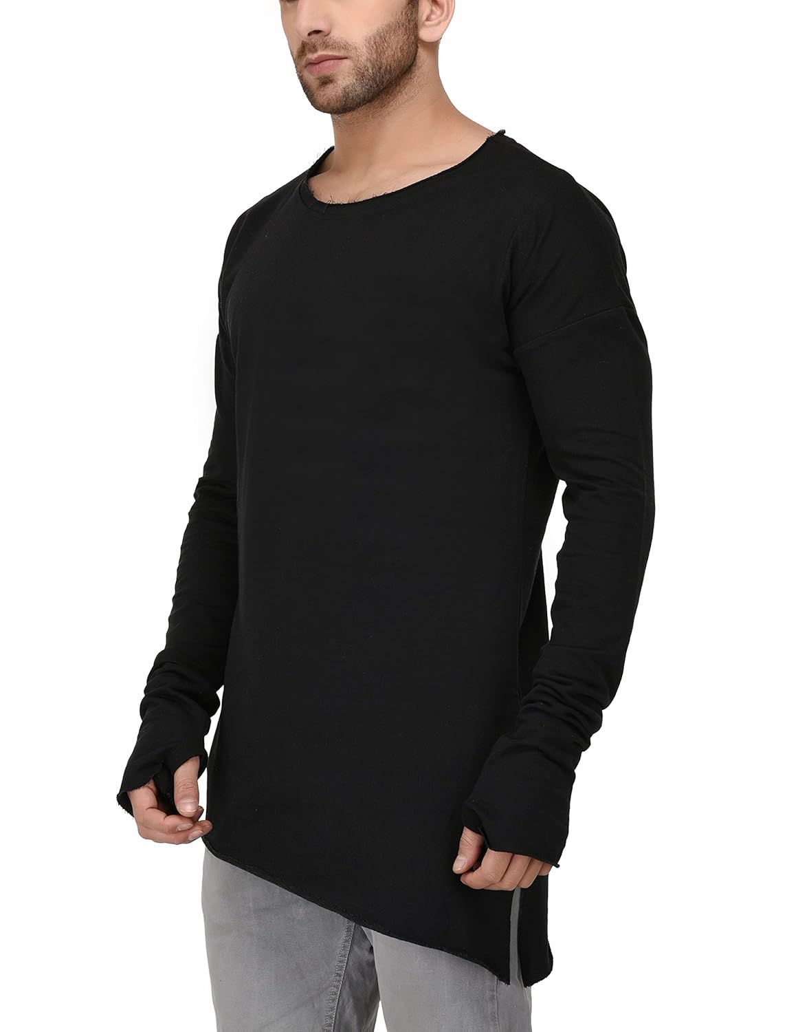 denimholic mens thumb hole cuffs long sleeve t-shirt