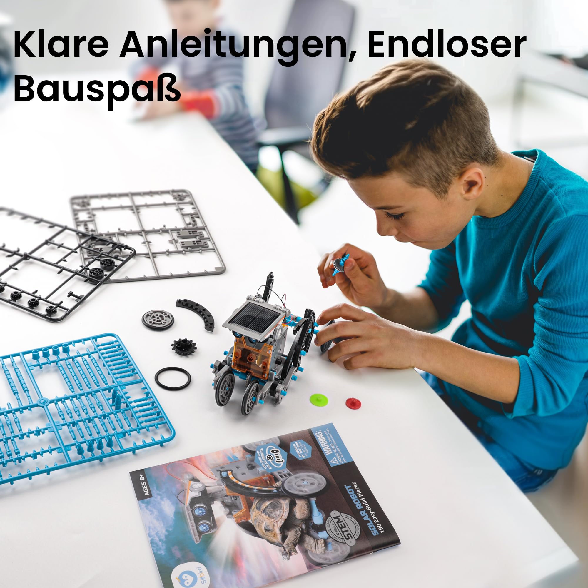 Sillbird Solar Roboter Kinder Spielzeug, 12-in-1 STEM Konstruktion Bauset, 190 Stücke Lernspielzeug Geschenk für Jungen Mädchen ab 8 9 10+ Jahren, Angetrieben durch Solarenergie 7