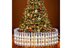 Sasylvia Christmas Fence Decorations Xmas Wooden Picket Fences Xmas Tree Fences Holiday Indoor Fence for Dogs Pets Christmas Tree Garden Grass Lawn Home Decoration(30 PCS,12 x 4 Inch)