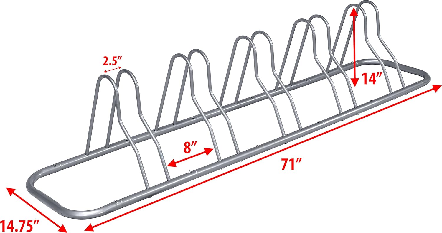 Simple Houseware 5 Bike Bicycle Floor Parking Adjustable Storage Stand, Silver : Sports & Outdoors