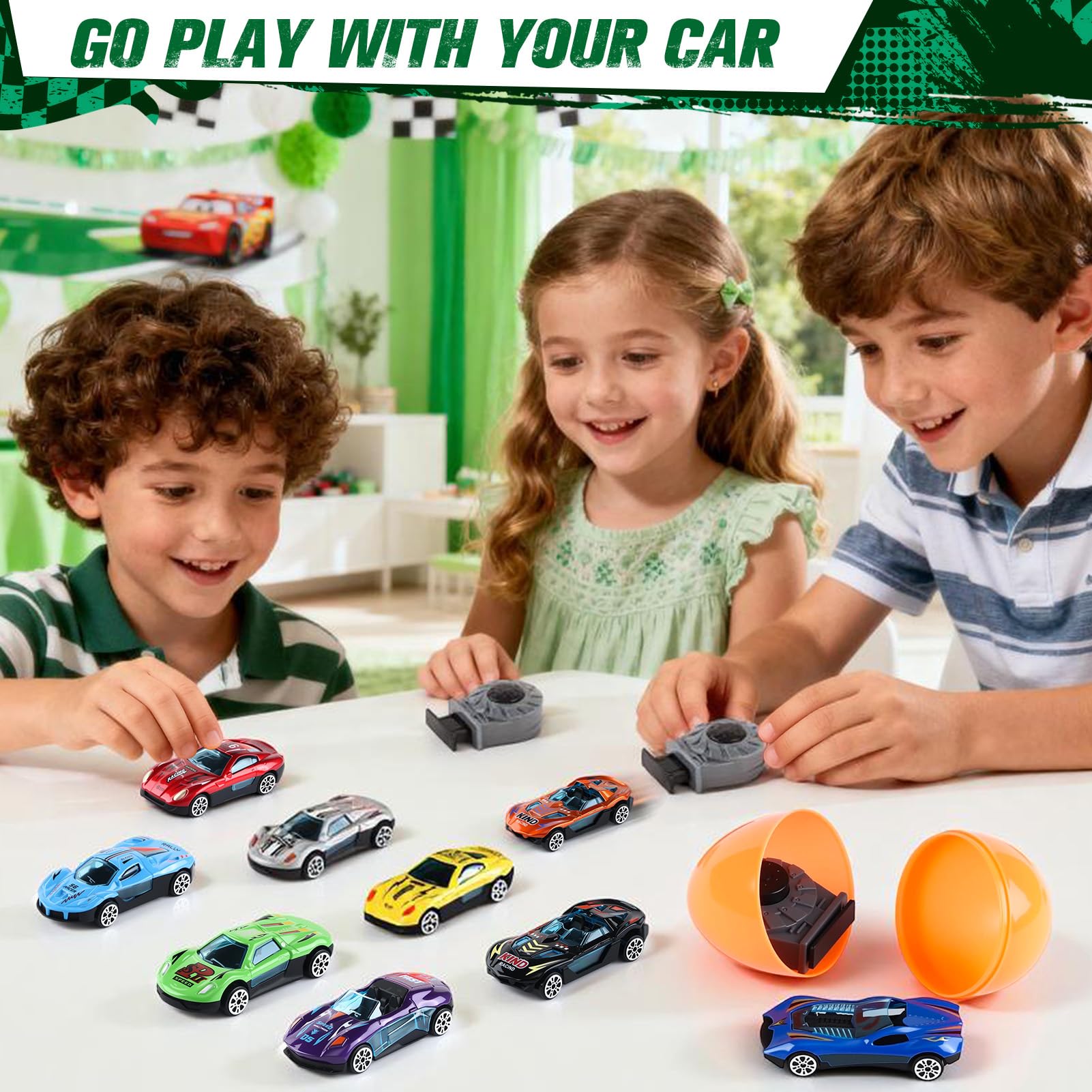 Auto Spielzeug Set Überraschungsei Spielzeugautos Druckgussautos 12 Stück Kleine Spielzeugauto Blindboxen Cars Spielzeug Autos Fahrzeuge Ostern Geburtstag Geschenk für Kinder ab 3 4 5 6 7 8 Jahre 5