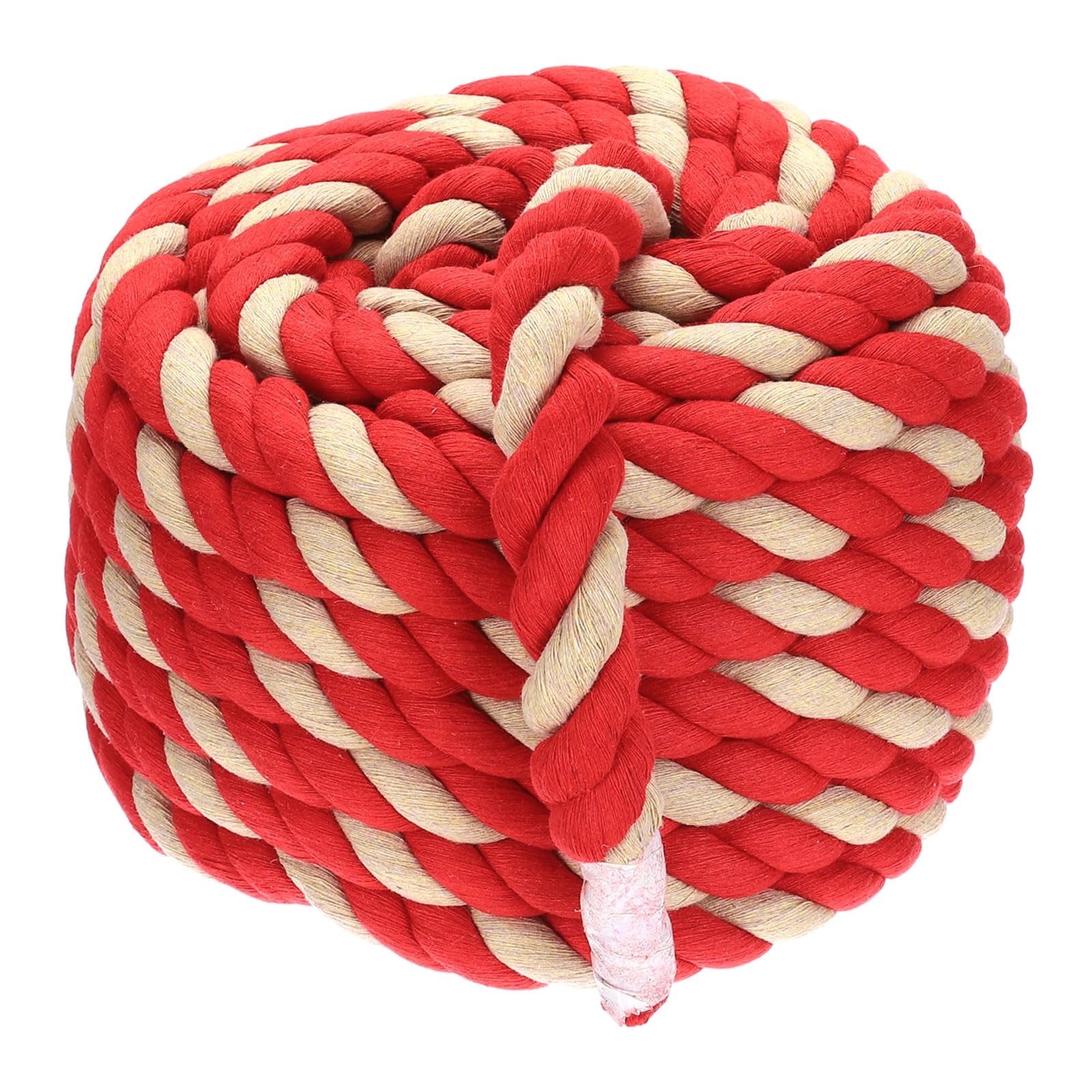 PATIKIL 1 Inch x 50 Feet Natural Twisted Cotton Rope 3 Strand Strong Thick Cotton Rope Tug of War Rope for Railings Crafts Games Home Decor, Red Brown