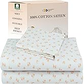 California Design Den Floral Sheet Set Twin XL, 100% Cotton Sheets, 12" Pocket Twin XL Sheets & Pillowcase Set, Soft Sateen Weave - Chic Floral