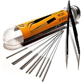 3D Printer Nozzle Cleaning Kit - 0.4mm Needles and Tweezers Toolkit - Stainless Steel Nozzle Cleaning Tool Kit - Alternative for 0.4mm Drill Bits for 3D Printer - Set of 11