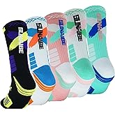 YWSLRC 5 Pairs Men's Athletic Crew Socks Performance Thick Cushioned Sport Basketball Running Training Compression Sock