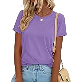 YUCOLEN T Shirts for Women Short Sleeve Crewneck Cotton Tops Summer UPF 50+ Casual Breathable Basic Tee Tshirt
