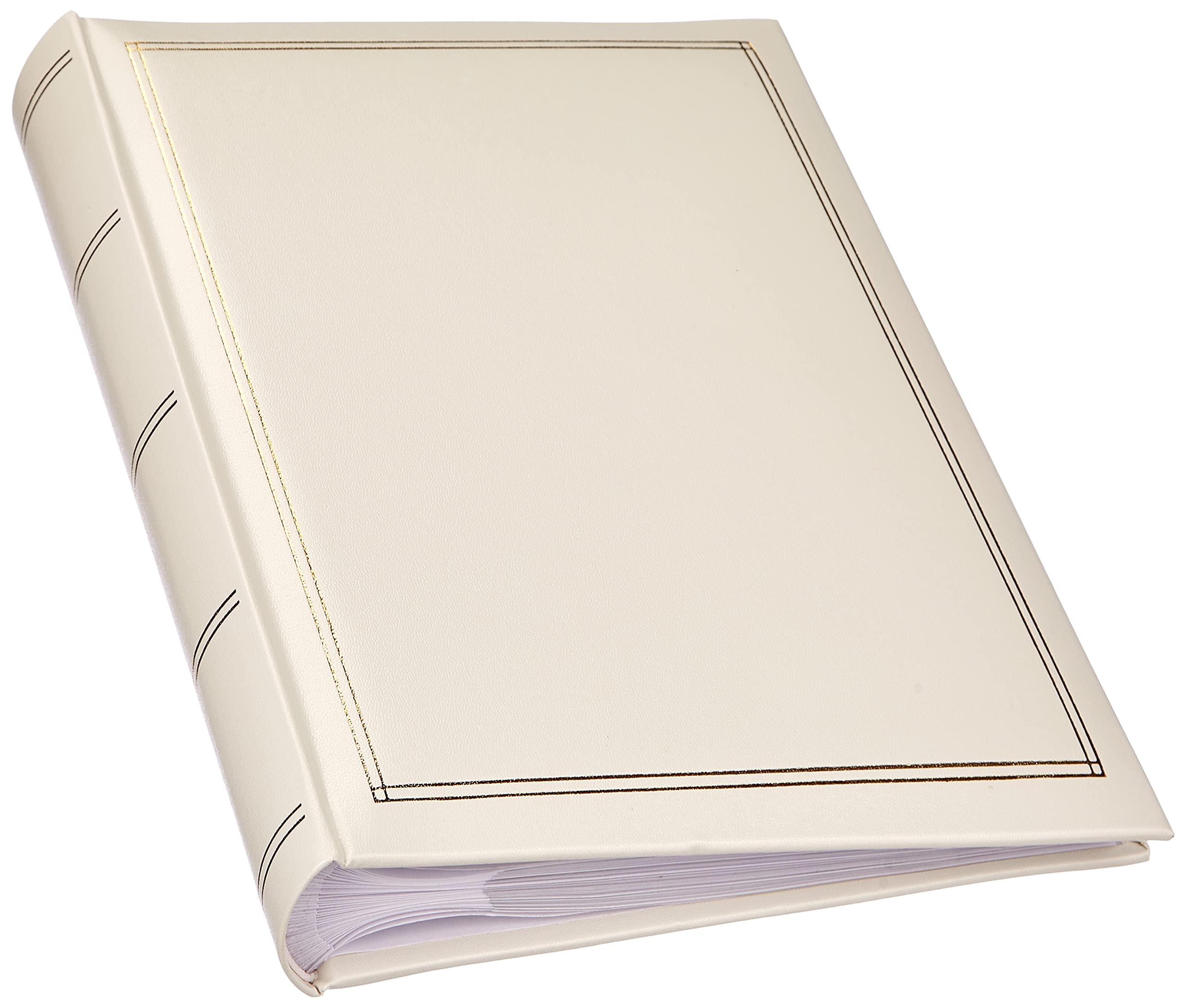 walther Design Photo Album White 200 Photos 13 x 18 cm Memo Album Imitation Leather with Embossing, Monza ME-139-W