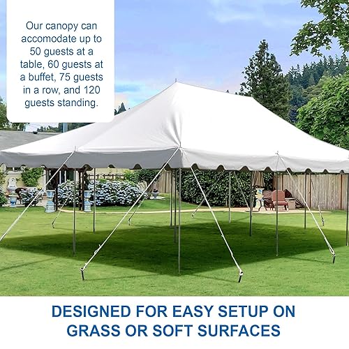 Party Tents Direct 20'x30' Canopy Tent, Weekender Canopy Pole Tent, Easy Up  with Heavy Duty PVC White Top, 120