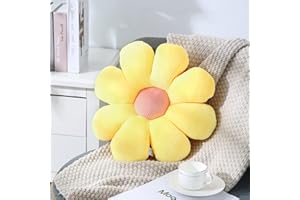 SHINUOER Flower Pillow, Flower Floor Throw Pillow Soft Seating Cushion Daisy Flower Seating Cushion Plush Pillow Cute Room Decoration for Girls Kids (23.6",Yellow), 1 Count (Pack of 1)