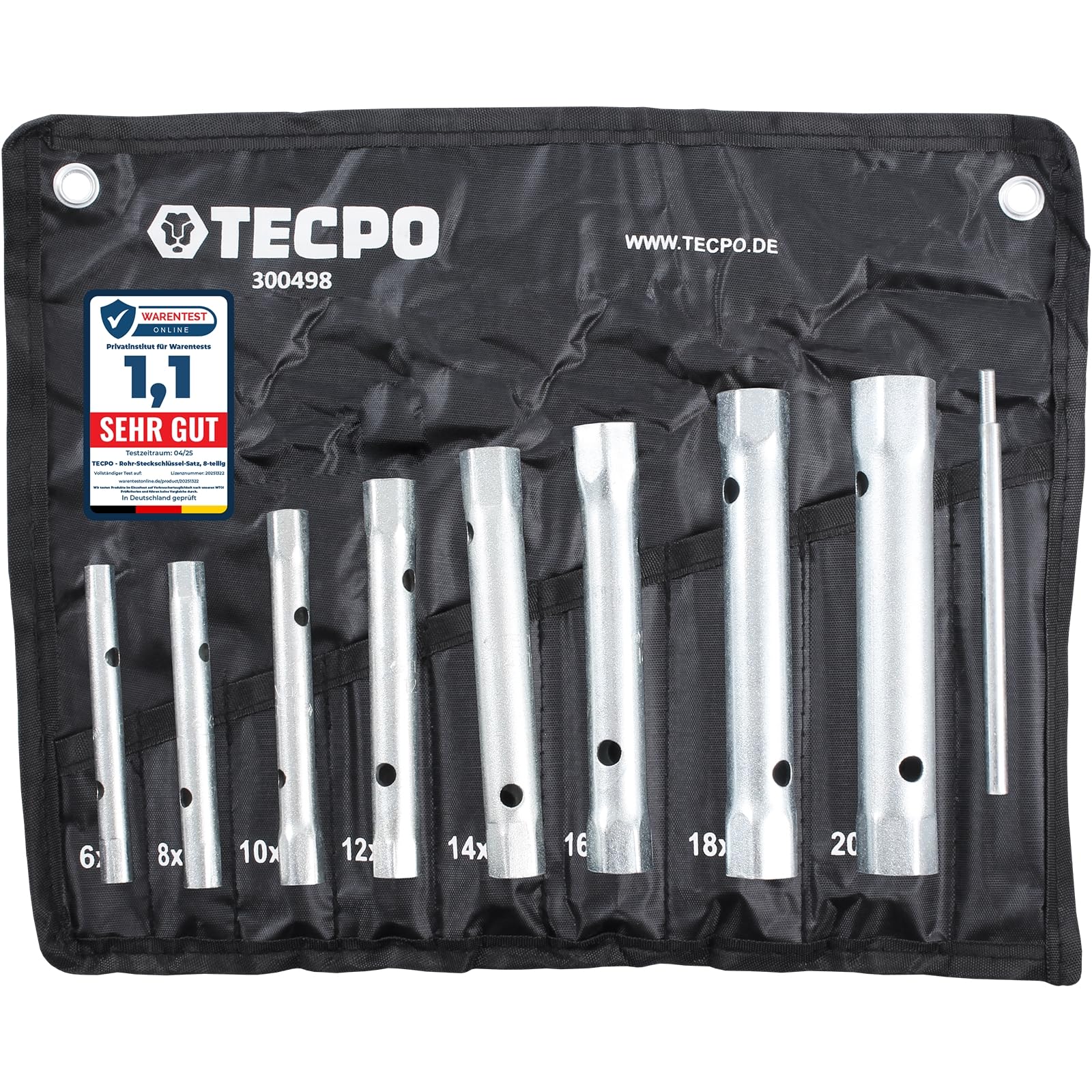 TECPO Pipe Socket Spanner Set Pipe Wrench Set Tool Wrench 6 x 7-20 x 22 mm 8-Piece