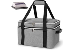IRONDELIC Double Layer Carrying Case Compatible for Cricut EasyPress 2/3(12x10 and 9x9) and Compatible with Htvront(10"x10" ), Storage Case with Pockets for Crafty Tools and Accessoriess, Easy Press Mat Gray