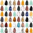 Nuenen 50 Pieces Worry Stones for Anxiety Teardrop Crystal Bulk 0.9 Inch Waterdrop Gemstone Thumb Healing Stress Pocket Stone Teardrop Pendants Bulk Decor for Witchcraft DIY Meditation(Fresh Colors)