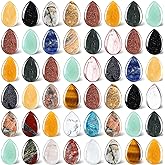 Nuenen 50 Pcs Worry Stones for Anxiety Teardrop Crystal Bulk Waterdrop Gemstone Thumb Healing Stress Pocket Stone Teardrop Pendants Bulk for Valentines Gift Meditation(Fresh,0.94 x 0.63 x 0.24 Inch)