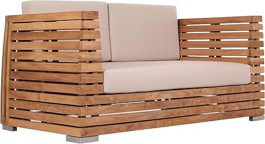Amazon.de: Teako Design Lounge Sofa 2-Sitzer Picardie Teakholz robust
