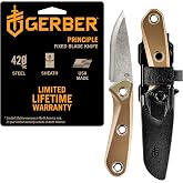 Gerber Gear Principle - Durable, Fixed-Blade Knife - Includes Triple-Mounting Sheath - Great for Bushcrafting &amp; Camping - 7.5" - Made in USA - Coyote Brown