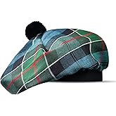 Scottish Hat Tam o Shanter Scottish Bonnet Tartan Hat P.V Tartan (Polyviscose) Wool Blend with Pompom | One Size fits All.
