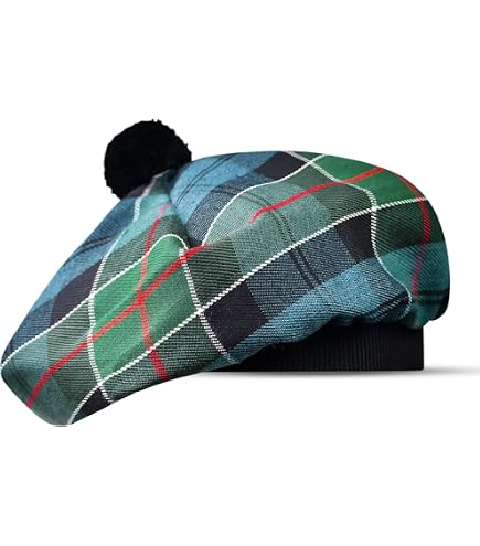 Chapeau Glengarry écossais En Laine - Noir, Rouge, Blanc, Pompon Toorie, Ruban, Pour Kilt, Cérémonie