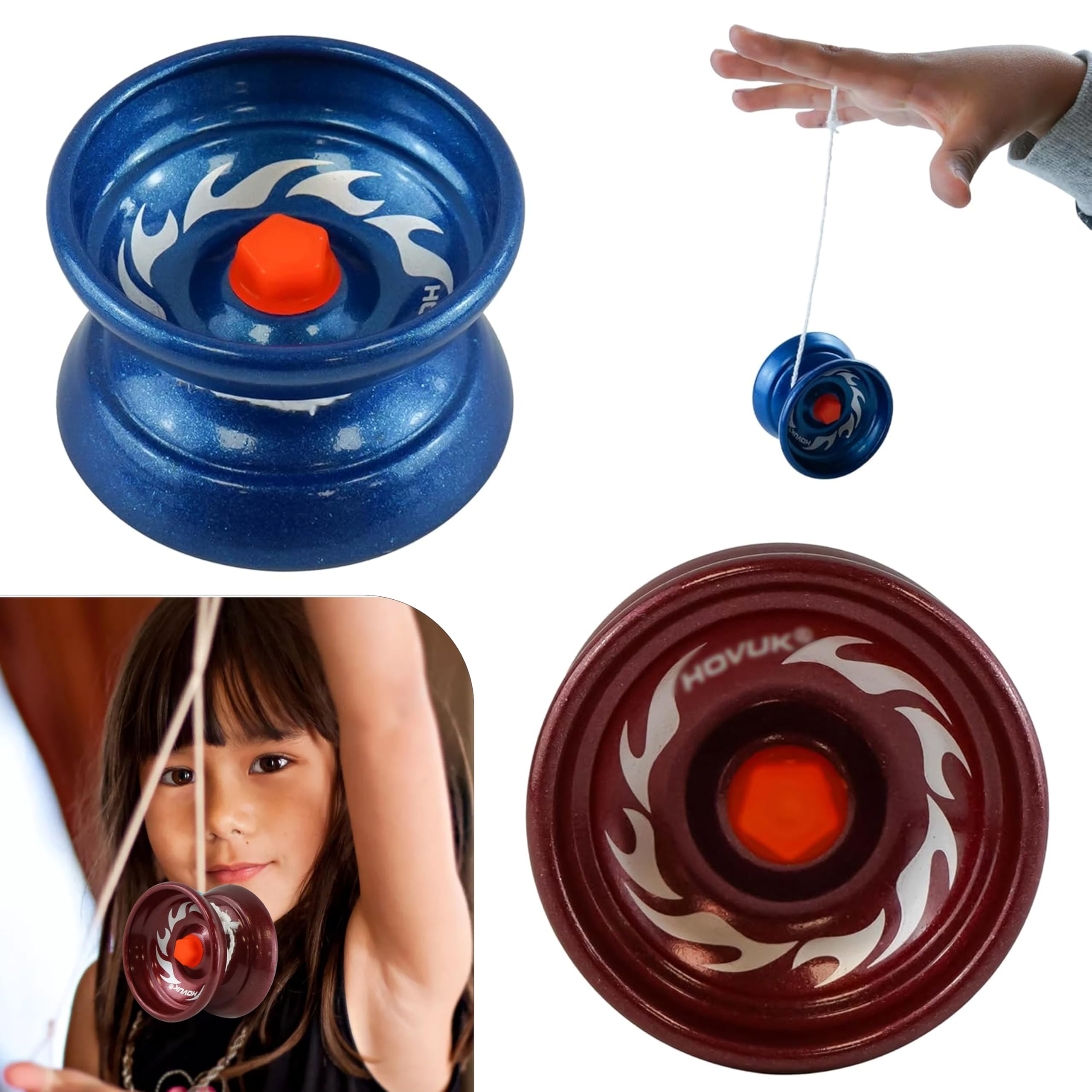 2Pcs Metal Alloy Yo-Yos Red and Blue for Beginners, Responsive Trick Play Yo-Yo with Spare String, Perfect Christmas for Kids 3+Year